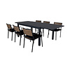 Marbella tuinmeubelset tafel 100x160/240cm en 6 stoel Paola zwart.