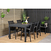 Marbella tuinmeubelset tafel 100x160/240cm en 4 stoel Parma zwart.