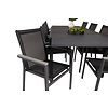 Marbella tuinmeubelset tafel 100x160/240cm en 8 stoel Parma zwart.
