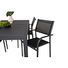 Marbella tuinmeubelset tafel 100x160/240cm en 4 stoel Santorini zwart.