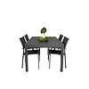 Marbella tuinmeubelset tafel 100x160/240cm en 4 stoel Santorini zwart.