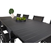 Marbella tuinmeubelset tafel 100x160/240cm en 8 stoel Santorini zwart.