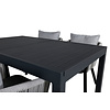 Marbella tuinmeubelset tafel 100x160/240cm en 4 stoel Virya wit, zwart.