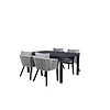 Marbella tuinmeubelset tafel 100x160/240cm en 4 stoel Virya wit, zwart.
