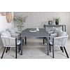 Marbella tuinmeubelset tafel 100x160/240cm en 6 stoel Virya wit, zwart.