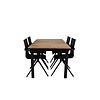 Mexico tuinmeubelset tafel 90x160/240cm en 4 stoel Alina zwart, naturel.