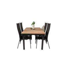 Mexico tuinmeubelset tafel 90x160/240cm en 4 stoel Copacabana zwart, naturel.