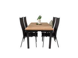 Mexico tuinmeubelset tafel 90x160/240cm en 4 stoel Copacabana zwart, naturel.