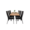 Mexico tuinmeubelset tafel 90x160/240cm en 8 stoel Copacabana zwart, naturel.