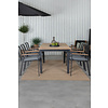 Mexico tuinmeubelset tafel 90x160/240cm en 6 stoel Dallas zwart, naturel.