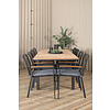 Mexico tuinmeubelset tafel 90x160/240cm en 8 stoel Dallas zwart, naturel.