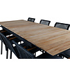 Mexico tuinmeubelset tafel 90x160/240cm en 8 stoel Dallas zwart, naturel.