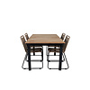 Mexico tuinmeubelset tafel 90x160/240cm en 4 stoel stapelL Lindos zwart, naturel.