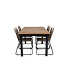 Mexico tuinmeubelset tafel 90x160/240cm en 4 stoel stapelL Lindos zwart, naturel.