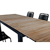 Mexico tuinmeubelset tafel 90x160/240cm en 6 stoel stapelS Lindos zwart, naturel.