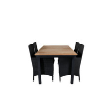 Mexico tuinmeubelset tafel 90x160/240cm en 4 stoel Malin zwart, naturel.