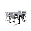 Virya tuinmeubelset tafel 90x160cm en 4 stoel Lindos zwart, grijs.