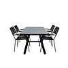 Virya tuinmeubelset tafel 90x160cm en 4 stoel armleuningS Lindos zwart, grijs.