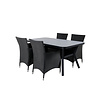 Virya tuinmeubelset tafel 90x160cm en 4 stoel Knick zwart, grijs.