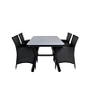 Virya tuinmeubelset tafel 90x160cm en 4 stoel Knick zwart, grijs.