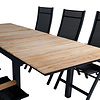 Mexico tuinmeubelset tafel 90x160/240cm en 6 stoel Panama zwart, naturel.