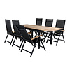 Mexico tuinmeubelset tafel 90x160/240cm en 6 stoel Panama zwart, naturel.