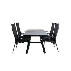 Virya tuinmeubelset tafel 90x160cm en 4 stoel Copacabana zwart, grijs.