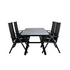 Virya tuinmeubelset tafel 90x160cm en 4 stoel Break zwart, grijs.