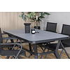 Virya tuinmeubelset tafel 90x160cm en 4 stoel Alina zwart, grijs.