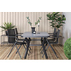 Virya tuinmeubelset tafel 90x160cm en 4 stoel Alina zwart, grijs.