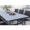 Virya tuinmeubelset tafel 100x200cm en 6 stoel Santorini zwart, grijs.