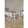 Mexico tuinmeubelset tafel 90x180/240cm en 6 stoel Alina wit, naturel.