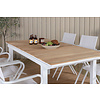 Mexico tuinmeubelset tafel 90x180/240cm en 6 stoel Alina wit, naturel.