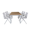 Mexico tuinmeubelset tafel 90x180/240cm en 6 stoel Alina wit, naturel.