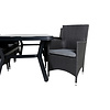Virya tuinmeubelset tafel 100x200cm en 6 stoel Malin zwart, grijs.