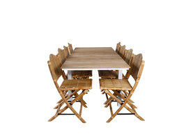 Mexico tuinmeubelset tafel 90x180/240cm en 8 stoel Cane lichtgrijs, naturel.