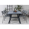 Virya tuinmeubelset tafel 100x200cm en 6 stoel armleuningG Lindos zwart, grijs.