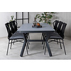 Virya tuinmeubelset tafel 100x200cm en 6 stoel Julian zwart, grijs.