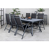 Virya tuinmeubelset tafel 100x200cm en 6 stoel Break zwart, grijs.