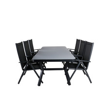 Virya tuinmeubelset tafel 100x200cm en 6 stoel Break zwart, grijs.