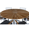 Mexico tuinmeubelset tafel Ø140cm en 6 stoel Brasilia wit, naturel.