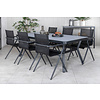 Virya tuinmeubelset tafel 100x200cm en 6 stoel Alina zwart, grijs.