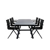 Virya tuinmeubelset tafel 100x200cm en 6 stoel Alina zwart, grijs.