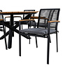 Mexico tuinmeubelset tafel Ã˜140cm en 6 stoel Dallas zwart, naturel.
