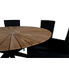 Mexico tuinmeubelset tafel Ø140cm en 6 stoel Malin zwart, naturel.