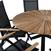 Mexico tuinmeubelset tafel Ø140cm en 6 stoel L5pos Panama zwart, naturel.