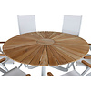 Mexico tuinmeubelset tafel Ø140cm en 6 stoel Panama wit, naturel.