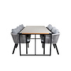 Texas tuinmeubelset tafel 100x200cm en 6 stoel Virya wit, zwart, grijs, naturel.