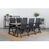 Texas tuinmeubelset tafel 100x200cm en 6 stoel Panama zwart, grijs, naturel.