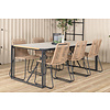 Texas tuinmeubelset tafel 100x200cm en 6 stoel stapelL Lindos zwart, naturel, grijs.